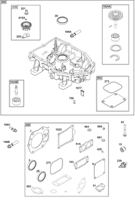 Crankcase Cover/Sump Group Diagram and Parts List for 613777-2215-J1 400000 - 699999 Briggs and Stratton Engine